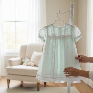 Vintage Girls Blue Lacey Dress GUNNE SAX by Jessica Mc Clintock Size 3T